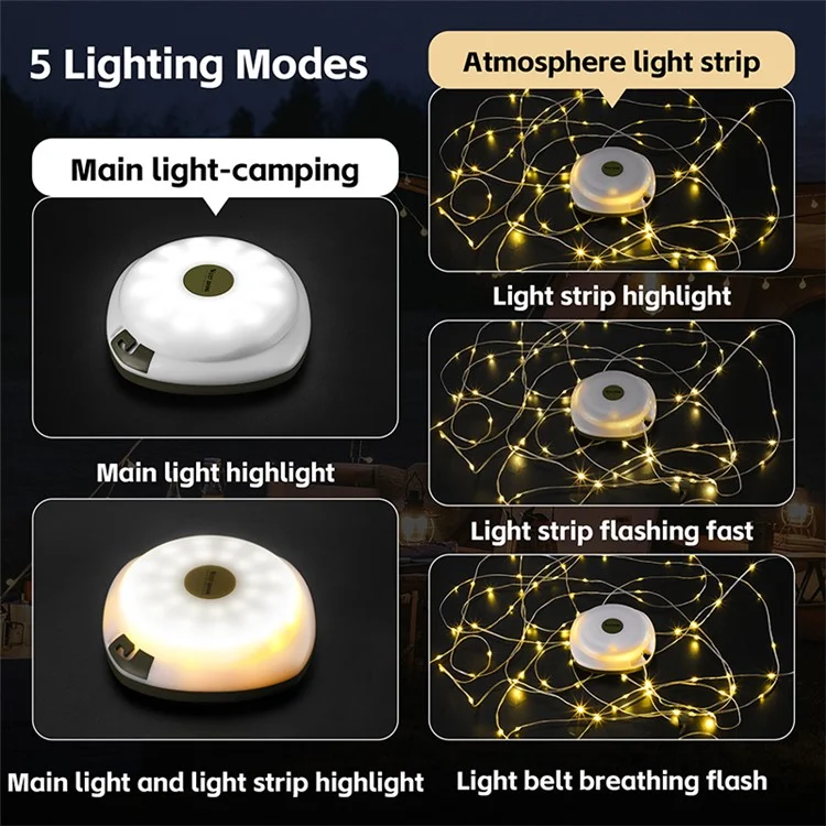 West Bicking YP0701425 Campo LED LED Luz do Campsito ao Campsito Atmosfera Luz - Luz Quente