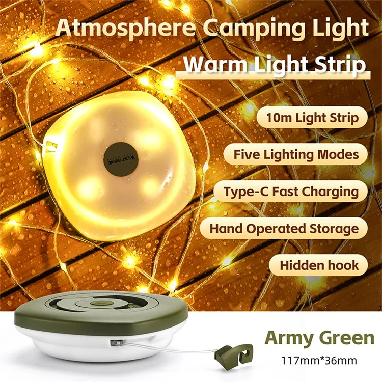 West Bicking YP0701425 Campo LED LED Luz do Campsito ao Campsito Atmosfera Luz - Luz Quente