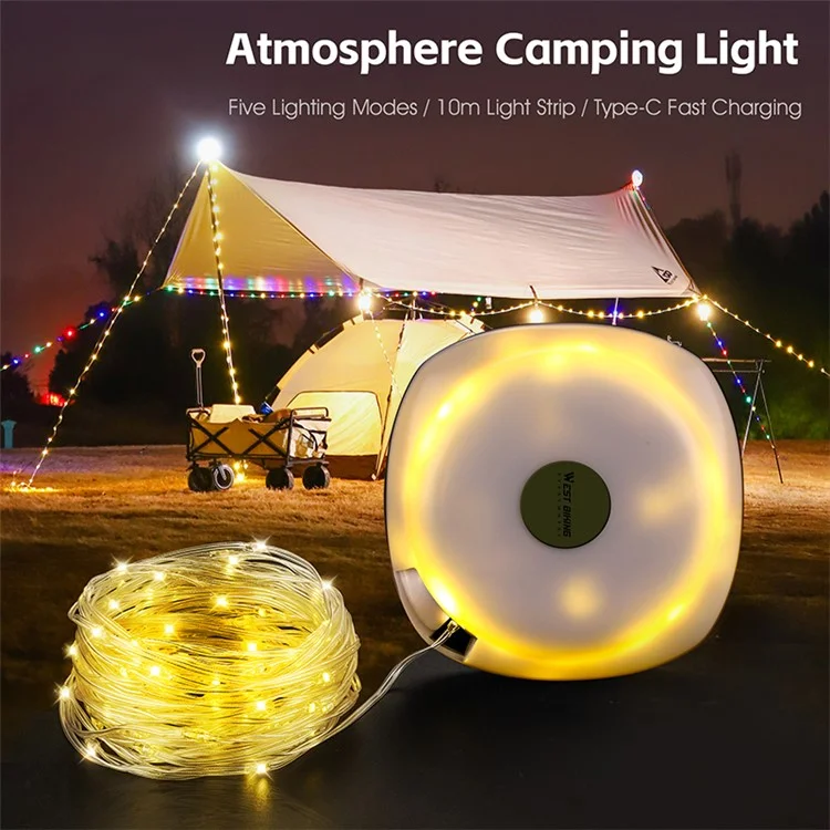 WEST BIKING YP0701425 Camping LED Tent Light Outdoor Campsite Atmosphere Canopy Light - Warm Light