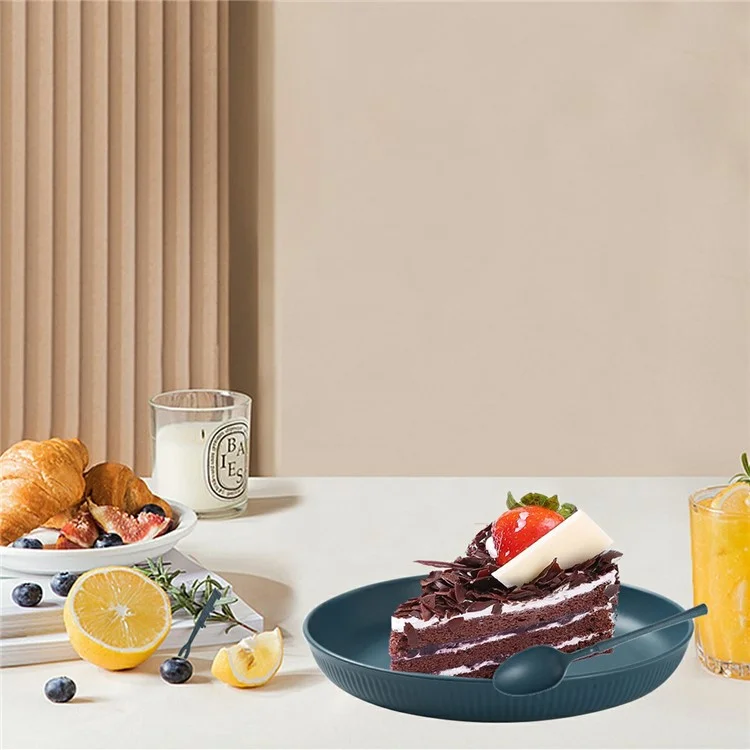 Ensemble de vaisselle de 36 pièces en fibre de blé - Assiettes, bols, tasses, fourchettes, couteaux et ustensiles de table (sans BPA, certifié FDA) - Vert noirâtre