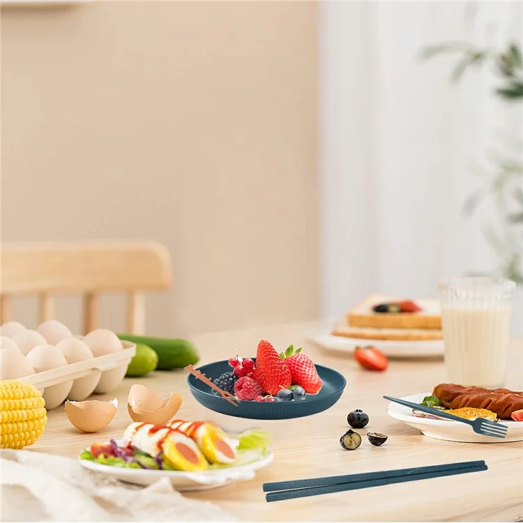 Ensemble de vaisselle de 36 pièces en fibre de blé - Assiettes, bols, tasses, fourchettes, couteaux et ustensiles de table (sans BPA, certifié FDA) - Vert noirâtre