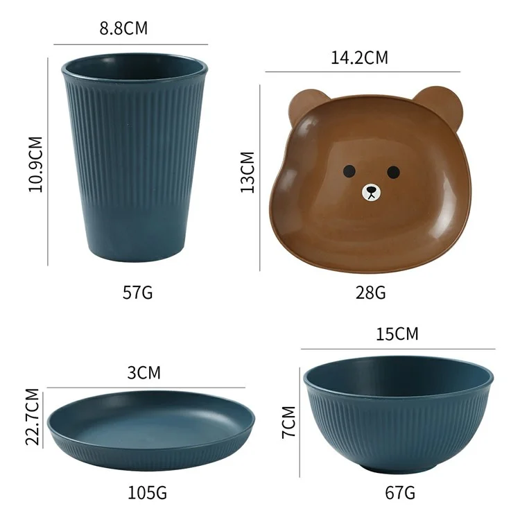 Ensemble de vaisselle de 36 pièces en fibre de blé - Assiettes, bols, tasses, fourchettes, couteaux et ustensiles de table (sans BPA, certifié FDA) - Vert noirâtre