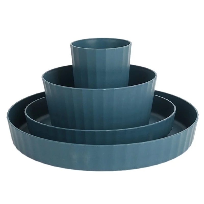 16Pcs / Set PP+Wheat Straw Dining Bowl Plate Water Cup Tableware Set (BPA Free, with PP Material FDA Certificate) - Blue