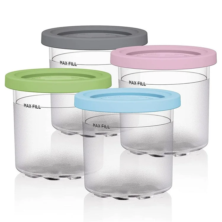 For Ninja XSKPLID2CD NC299AM C300s Series 4Pcs Ice Cream Plastic Containers with Lid (BPA-Free, No FDA)