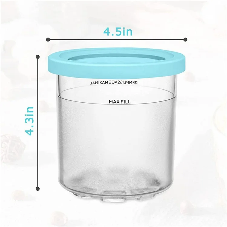 For Ninja XSKPLID2CD NC299AM C300s Series 4Pcs Ice Cream Plastic Containers with Lid (BPA-Free, No FDA)