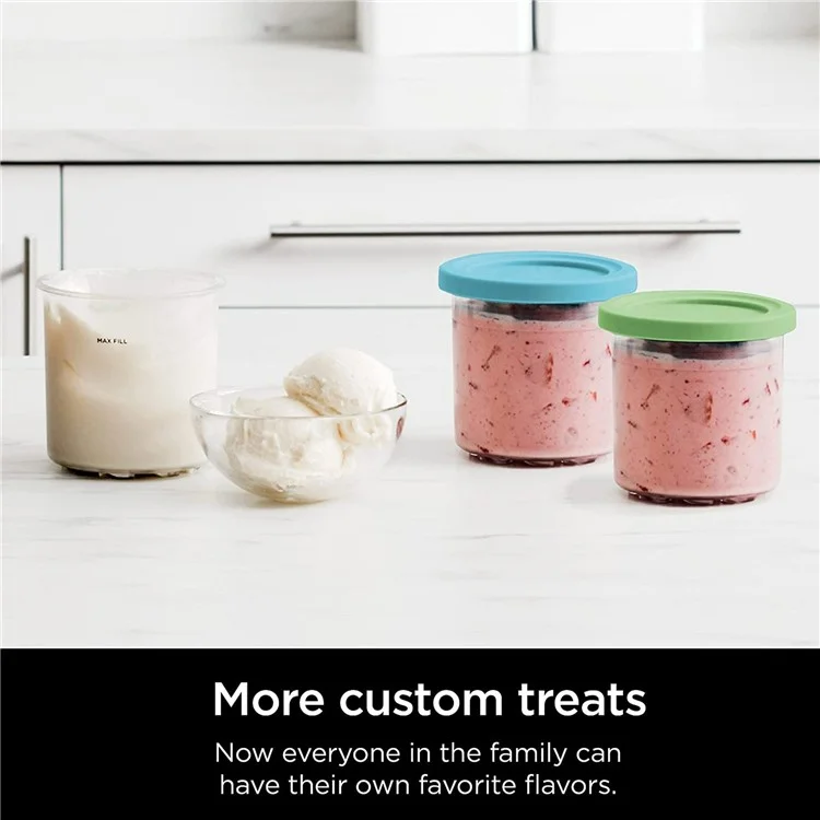For Ninja XSKPLID2CD NC299AM C300s Series 4Pcs Ice Cream Plastic Containers with Lid (BPA-Free, No FDA)