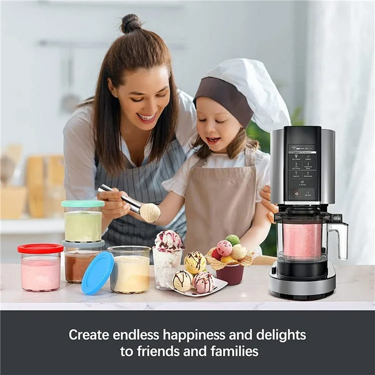 For Ninja XSKPLID2CD NC299AM C300s Series 4Pcs Ice Cream Plastic Containers with Lid (BPA-Free, No FDA)