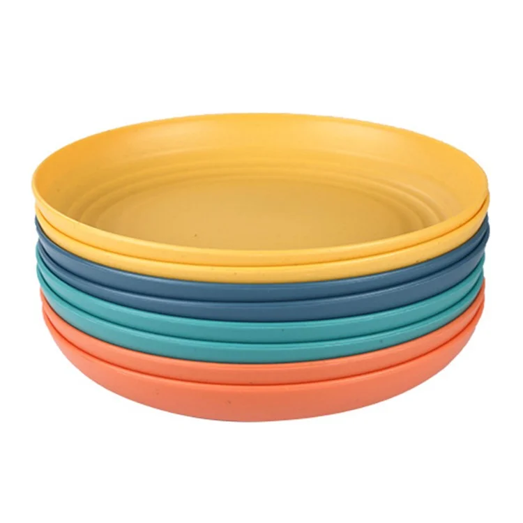 Juego de 8 piezas de platos de cena redondos de 19,7 cm, reutilizables, de paja de trigo y PP (sin BPA, certificado por la FDA)