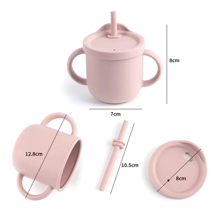 ZP2004BC 2-in-1 250ml Kleinkind-Silikontrinkbecher Sturzsicher Kinderwasser-Snackbecher (FDA-zertifiziert, BPA-frei) - Dunkelrot