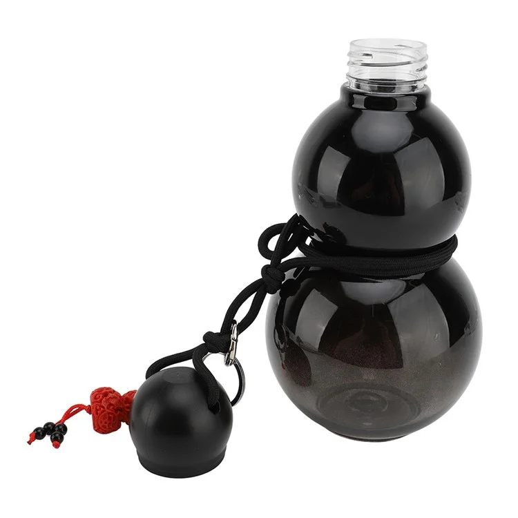 800ml Large Capacity Retro Gourd Shaped Water Bottle for Sports Travel PC Portable Kettle (BPA Free, No FDA) - Black