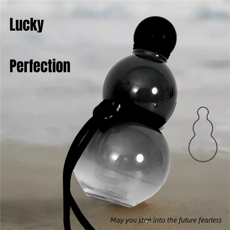 800ml Large Capacity Retro Gourd Shaped Water Bottle for Sports Travel PC Portable Kettle (BPA Free, No FDA) - Black