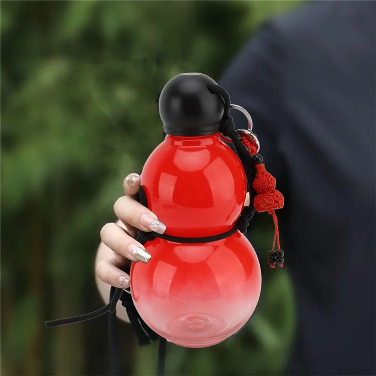800ml Large Capacity Retro Gourd Shaped Water Bottle for Sports Travel PC Portable Kettle (BPA Free, No FDA) - Black