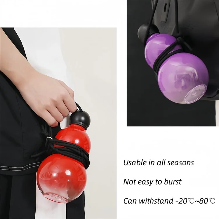 800ml Large Capacity Retro Gourd Shaped Water Bottle for Sports Travel PC Portable Kettle (BPA Free, No FDA) - Black