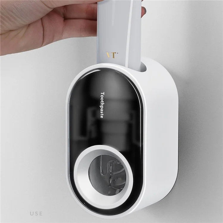 Dispensador de pasta de dientes automático montado en la pared para el baño, exprimidor de pasta de dientes conveniente (sin FDA, sin BPA) - Rosa