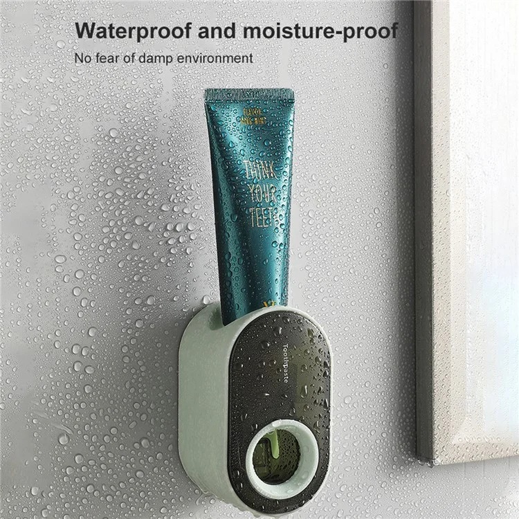 Dispensador de pasta de dientes automático montado en la pared para el baño, exprimidor de pasta de dientes conveniente (sin FDA, sin BPA) - Rosa