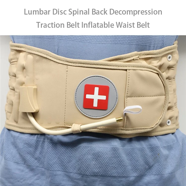 Lumbar Traction Belt Decompression Back Belt Inflatable Waist Belt Back Support Belt for Lower Back Pain - Black