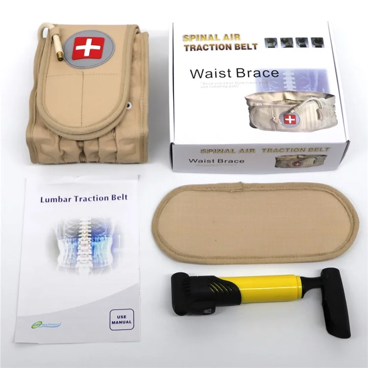 Lumbar Traction Belt Decompression Back Belt Inflatable Waist Belt Back Support Belt for Lower Back Pain - Black