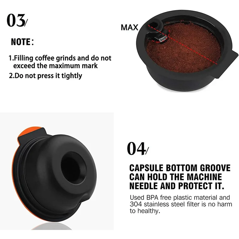 ICAFILAS 60ML Coffee Filter Maker Pod for Keurig K Cup Coffee Capsule Pods (BPA Free, No FDA Certified) - Orange