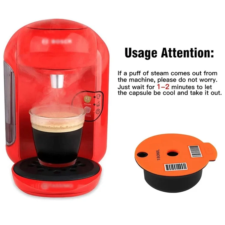 ICAFILAS 180 Ml Kaffeeschote Für Keurig K Cup Tassimo Umweltfreundlich Wiederverwendbare Filter Nachfüllbarer Espresso-Kaffeemaschine Kapseln (keine FDA-zertifizierte, BPA Kostenlos) - Orange