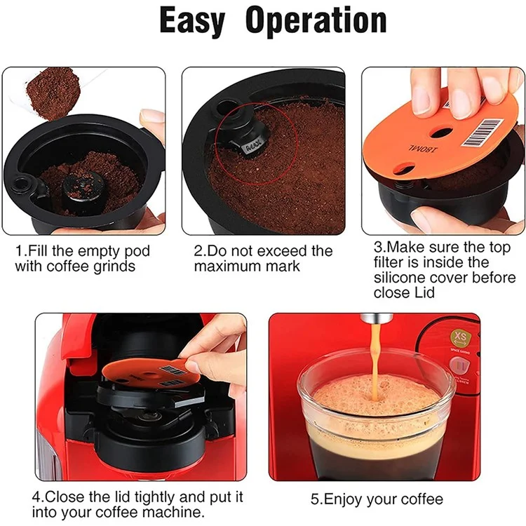 ICAFILAS 180 Ml Kaffeeschote Für Keurig K Cup Tassimo Umweltfreundlich Wiederverwendbare Filter Nachfüllbarer Espresso-Kaffeemaschine Kapseln (keine FDA-zertifizierte, BPA Kostenlos) - Orange
