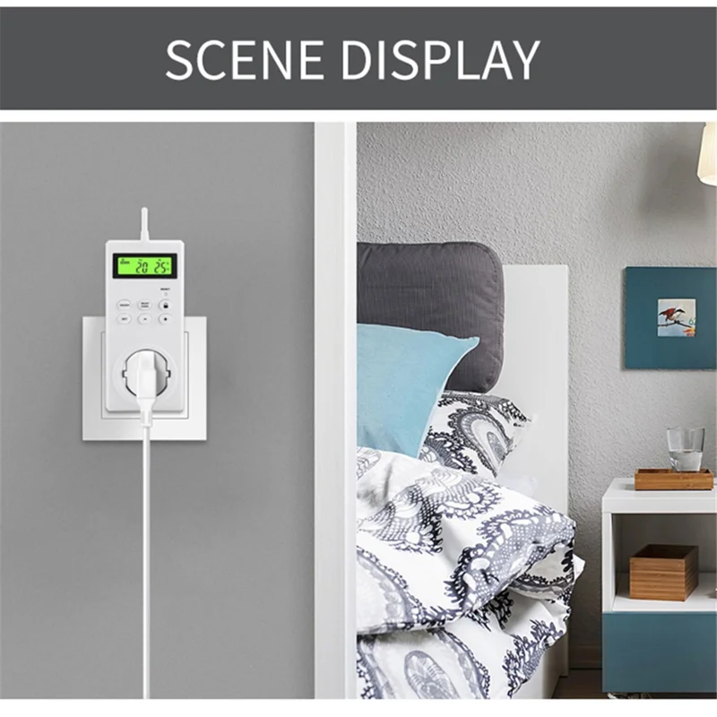 TS-3000 Thermoregulator Wireless Temperature Controller Thermostat Switch Timer Socket with Backlit - US Plug