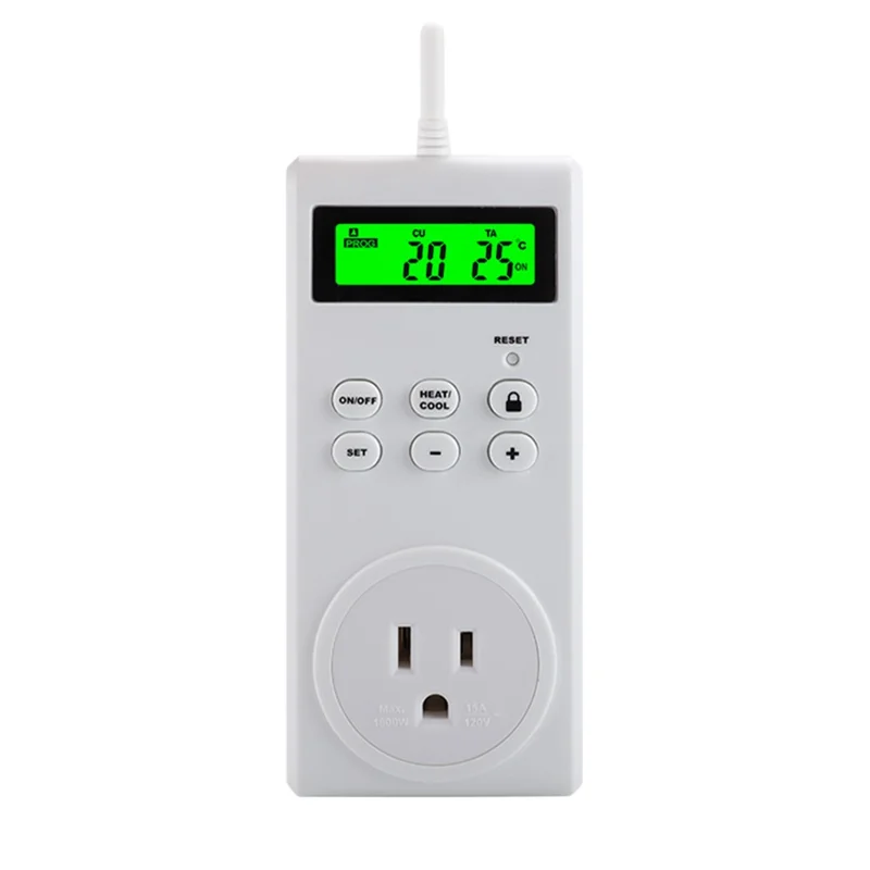 TS-3000 Thermoregulator Wireless Temperature Controller Thermostat Switch Timer Socket with Backlit - US Plug
