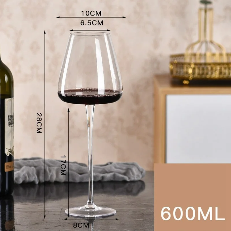 2Pcs 600ml Burgundy Wine Crystal Glass Stemware Elegant Modern Stemmed Glass Goblets (BPA-Free, NO FDA)