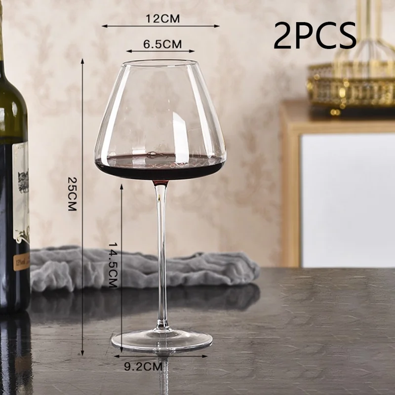 2Pcs 720ml Burgundy Wine Glass Transparent Highball Glass with Groove for Home Party