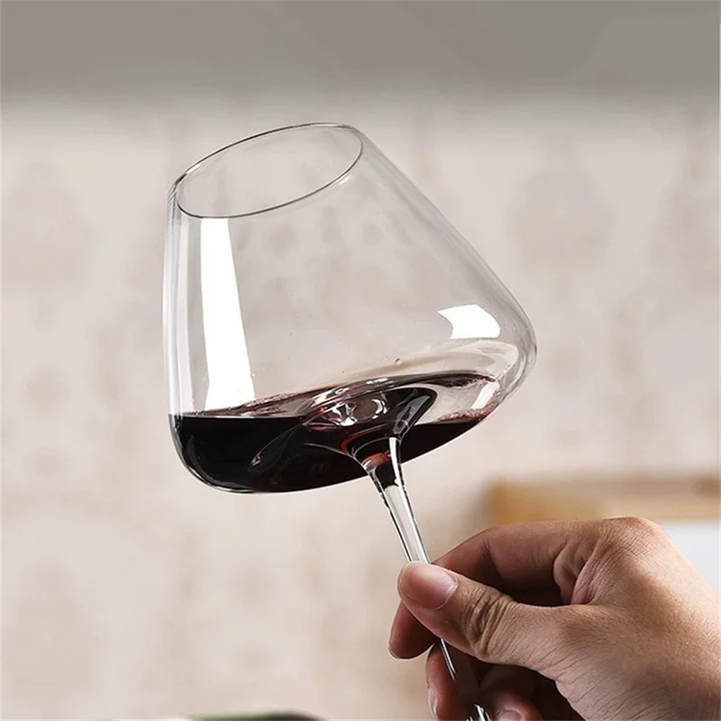 2Pcs 720ml Burgundy Wine Glass Transparent Highball Glass with Groove for Home Party