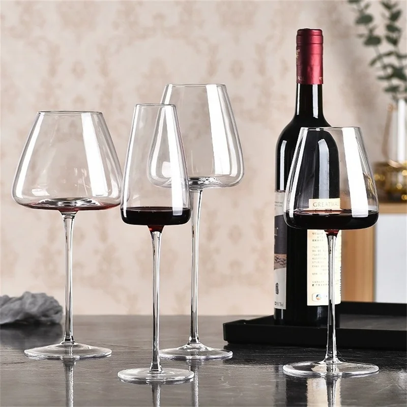 2Pcs 720ml Burgundy Wine Glass Transparent Highball Glass with Groove for Home Party