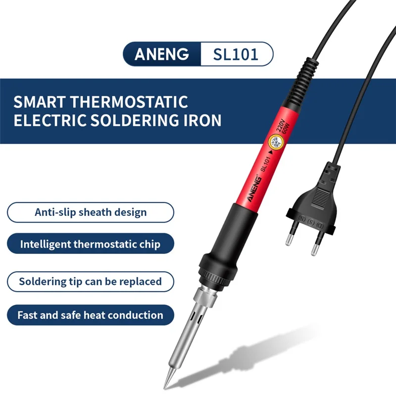 ANENG SL101 25Pcs Digital Multimeter 60W Electric Soldering Iron Kit with Replaceable Welding Head Electronic Repair Set - EU Plug