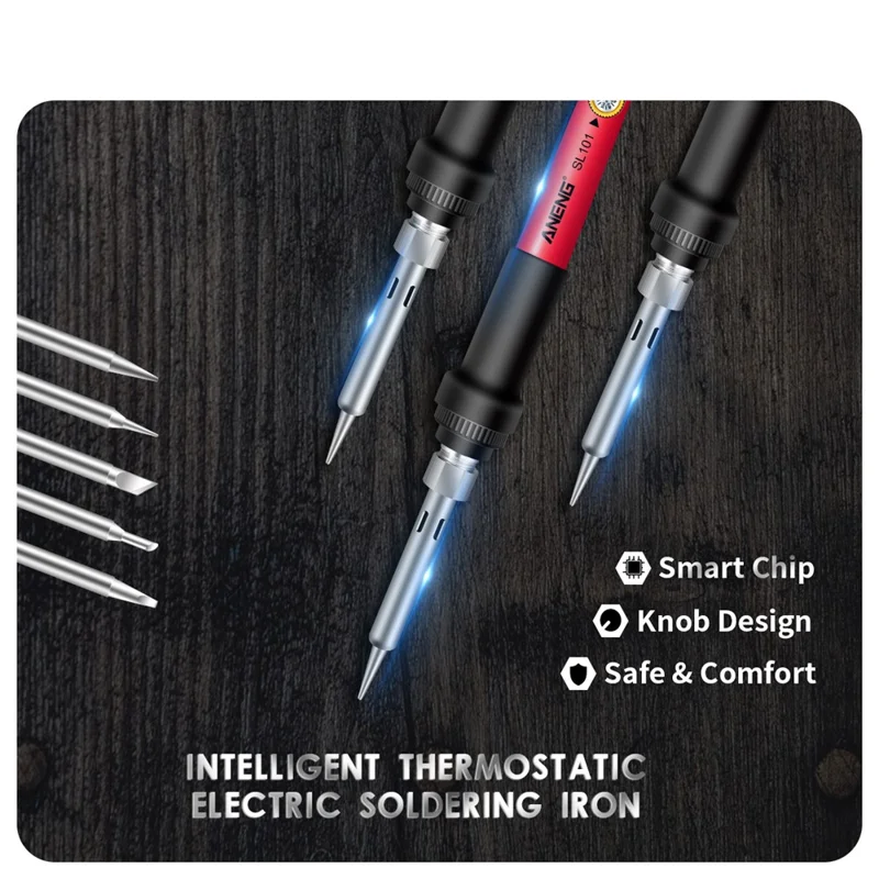 ANENG SL101 17Pcs Multi-Functional 60W Electric Soldering Iron Kit with Replaceable Welding Head Electronic Repair Set - EU Plug