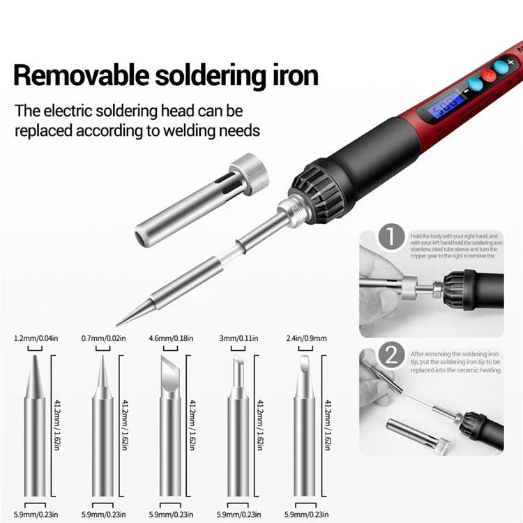 ANENG SL103 18Pcs 60W LCD Display Electric Soldering Iron Kit with Adjustable Temperature Function - US Plug