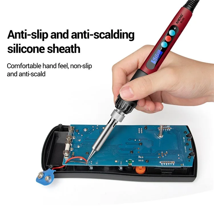 ANENG SL103 18Pcs 60W LCD Display Electric Soldering Iron Kit with Adjustable Temperature Function - US Plug