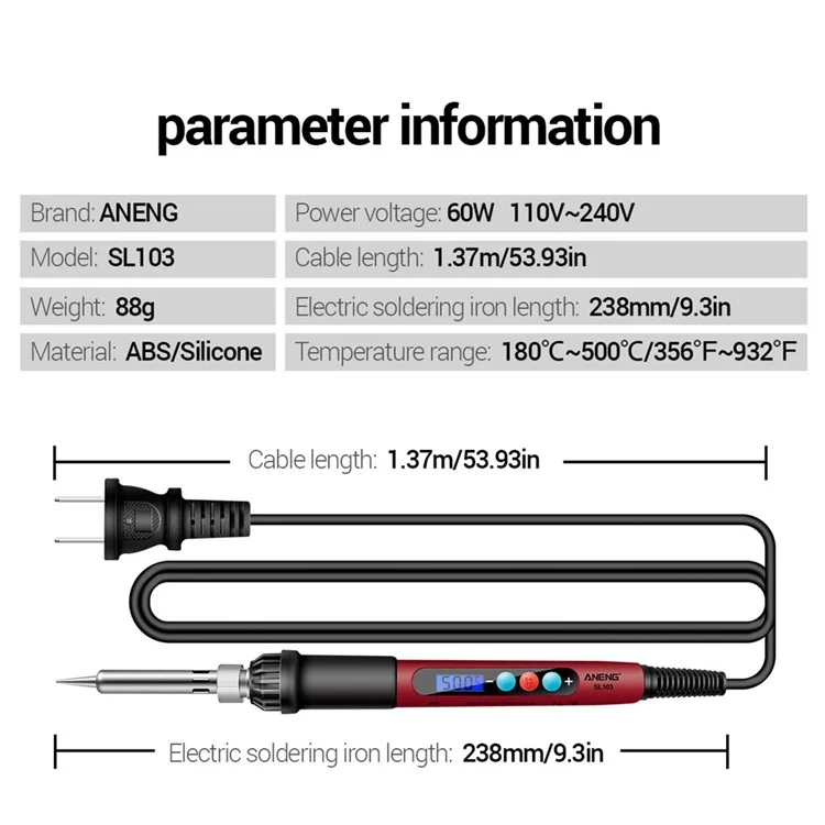 Aneng SL103 18pcs 60W LCD Display Elektrisches Lötkit Mit Einstellbarer Temperaturfunktion - US -stecker