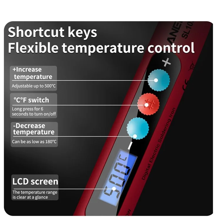 ANENG SL103 18pcs 60W LCD Display Kit de Ferro de Solda Elétrica Com Função de Temperatura Ajustável - Plugue Nos Eua