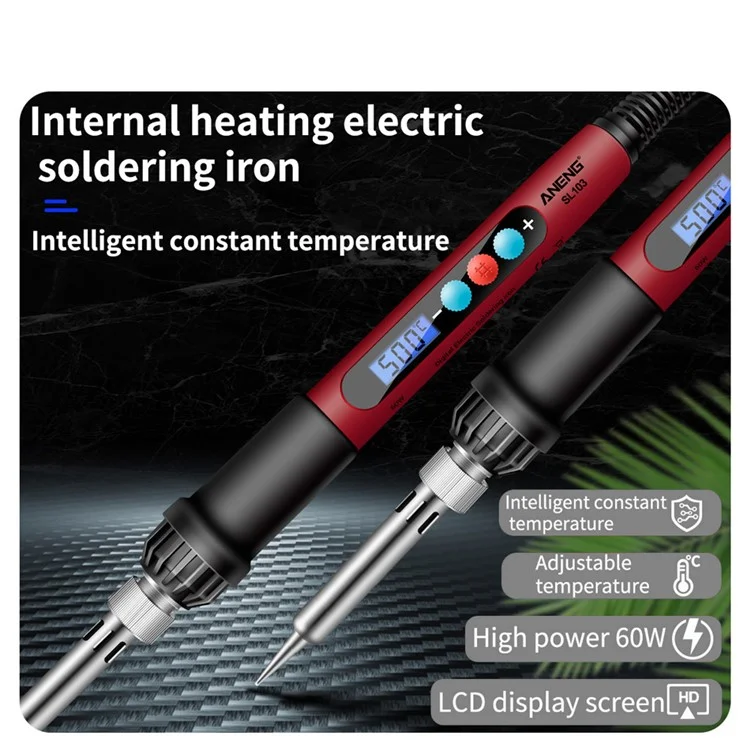 ANENG SL103 26Pcs 60W LCD Display Temperature Adjustable Electric Soldering Iron Kit with Digital Multimeter - EU Plug
