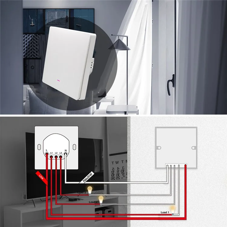 Interruptor Smart Wifi de 1 Gang Ciervo Versión de Alambre Neutral Cable de Fuego Controlador de Interruptor de Pared de Control de Voz Requerido, Enchufe de la ue