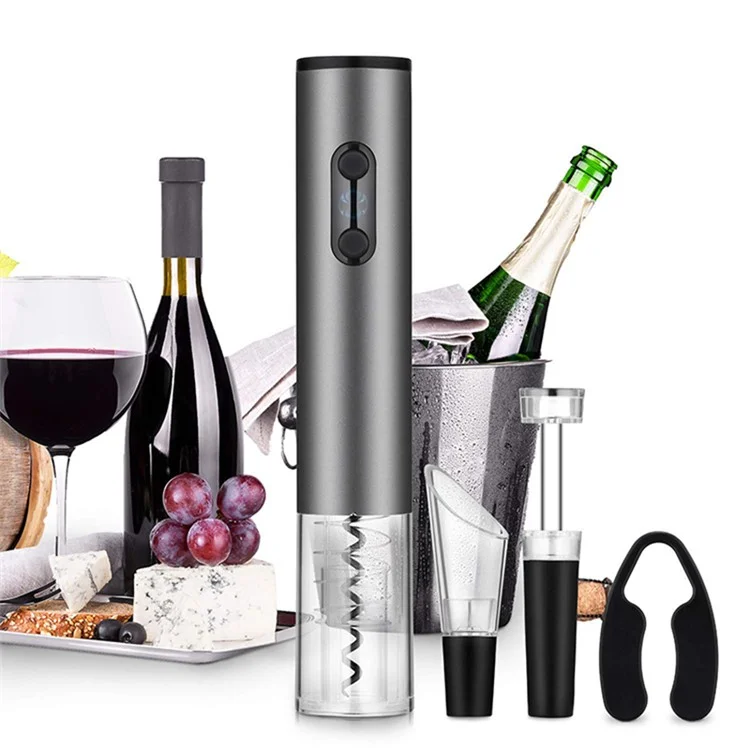 Abridoor de Garrafa de Vinho Elétrico com Cortador de Folha, Aerador, Despejador e Conjunto de Rolha de Vácuo