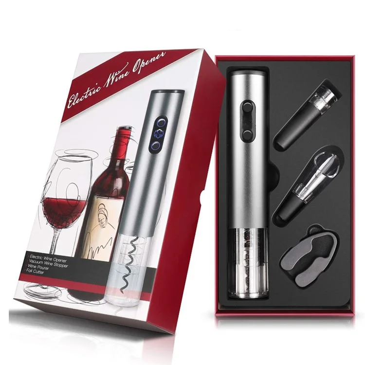 Abridoor de Garrafa de Vinho Elétrico com Cortador de Folha, Aerador, Despejador e Conjunto de Rolha de Vácuo