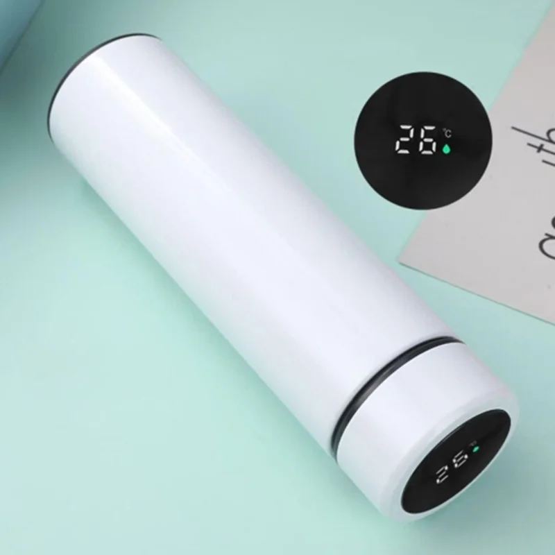 500ML Smart Thermos Bottle 304 Stainless Steel Temperature Display Insulated Intelligent Coffee Cup (No FDA Certificate) - White