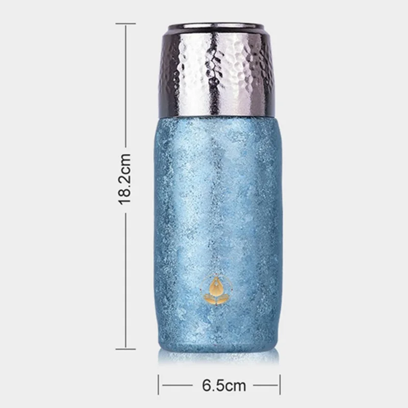 DONGHUIYUAN HA-101 350ml Pure Titanium Insulated Water Bottle for Outdoor Home Tea Cup with Temperature Display (BPA Free, No FDA) - Gold+Pink
