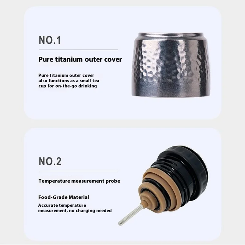 DONGHUIYUAN HA-101 350ml Pure Titanium Insulated Water Bottle for Outdoor Home Tea Cup with Temperature Display (BPA Free, No FDA) - Gold+Pink