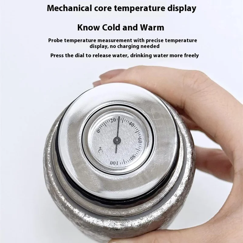 DONGHUIYUAN HA-102 Bottiglia Termica in Titanio Puro da 500ml per Esterno e Casa, Tazza da Tè con Display della Temperatura (Privo di BPA, No FDA) - Blu