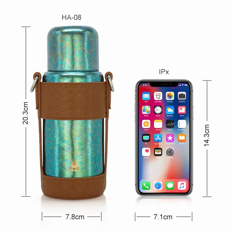 DONGHUIYUAN HA-08 550ml Reine Titanbecher Isolierter Becher Tragbare Wasserflasche mit Becherhülle (BPA-frei, Kein FDA) - Gold+Rosa