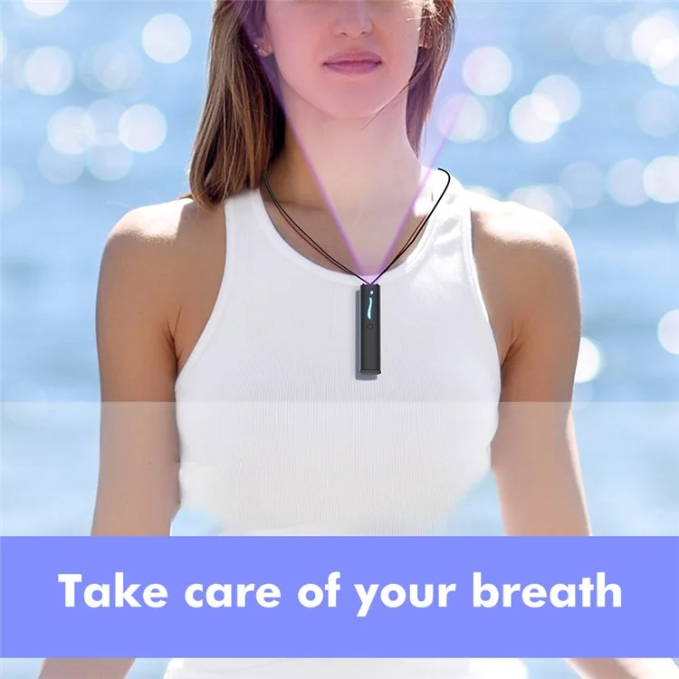 Mini Portable Air Purifier Wearable Necklace USB Air Cleaner Negative Ion Generator Personal Air Freshener for Adults - Grey