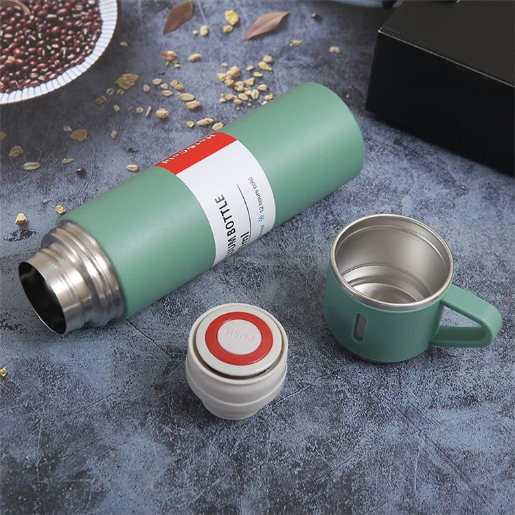 Bouteille d'eau isolée sous vide en acier inoxydable 304 de 500 ml avec couvercle à 3 couvercles (sans certificat FDA) - Bleu