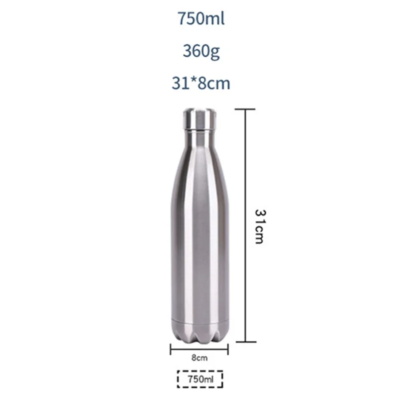 JUNSUNMAY 750ml 304 Stainless Steel Double Layer Insulated Cup Office School Gym Water Bottle (BPA-Free, No FDA Certification) - Black