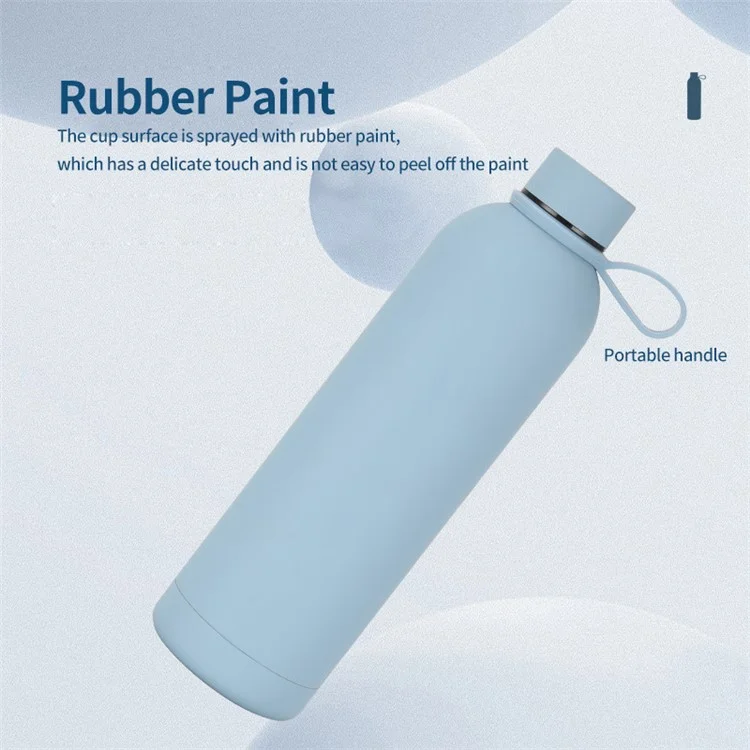 JUNSUNMAY 750ml Candy Color Rubber Paint 304 Stainless Steel Vacuum Water Bottle (BPA Free, No FDA Certificate) - Azul Claro