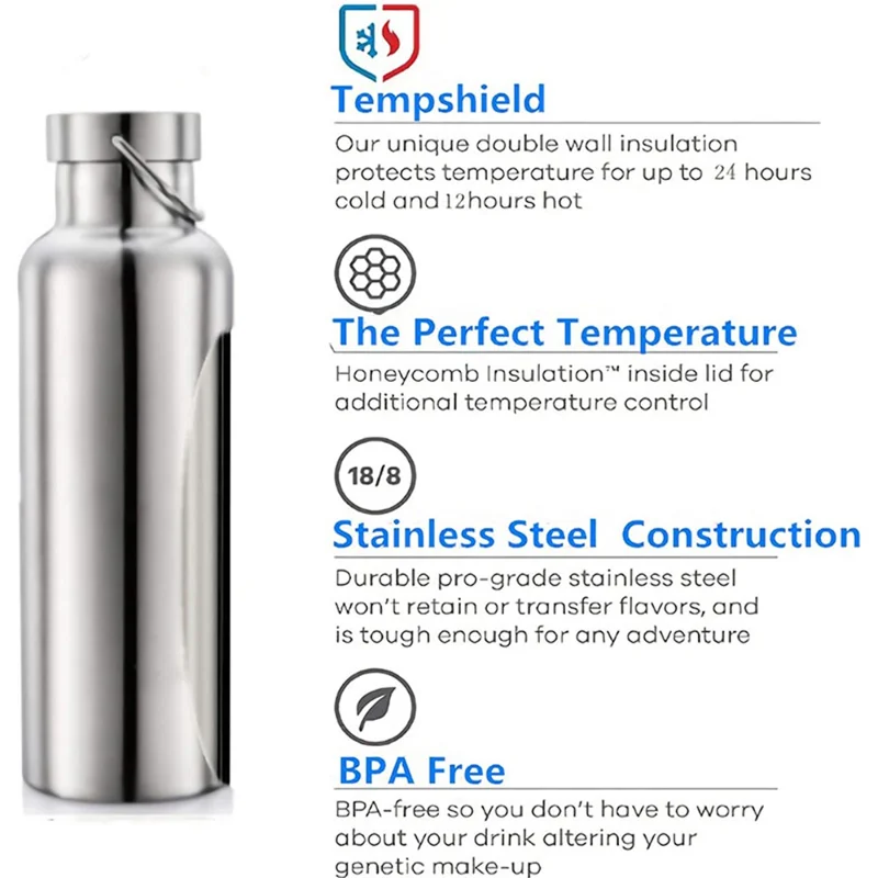 JUNSUNMAY 750ML Drinking Kettle Thermal Insulated 304 Stainless Steel Water Bottle (BPA-Free, No FDA Certified)